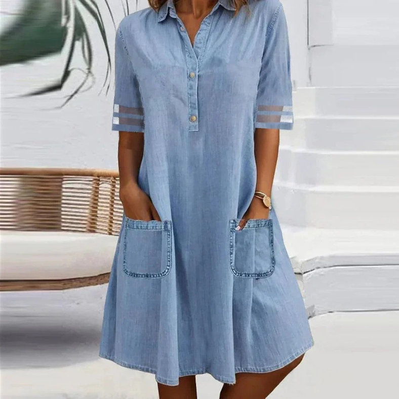 GABRIELLA | Mini Dress in Denim with Comfortable Pockets and Casual Style for Every Day