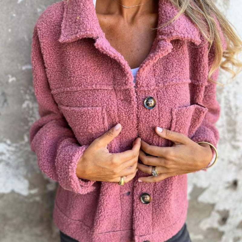 Harriet™ | Soft Teddy Button Jacket