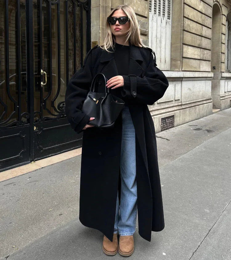 Women’s Double-Breasted Wool Blend Coat