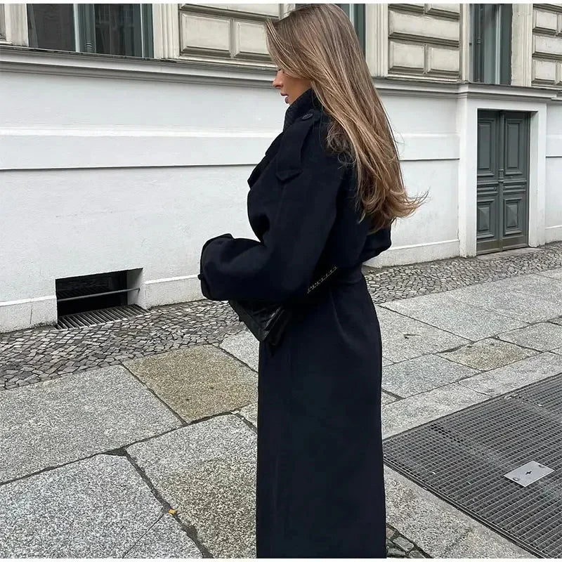 Women’s Double-Breasted Wool Blend Coat