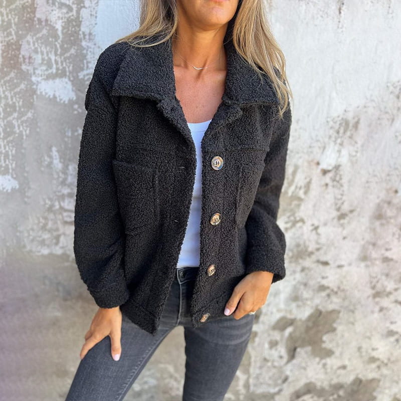 Harriet™ | Soft Teddy Button Jacket