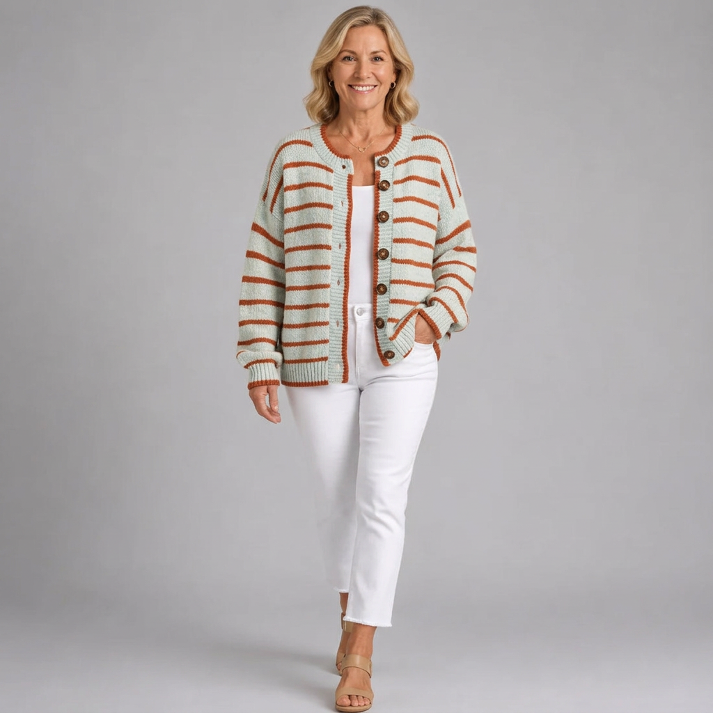 Astrid - Striped Knit Cardigan with Pockets