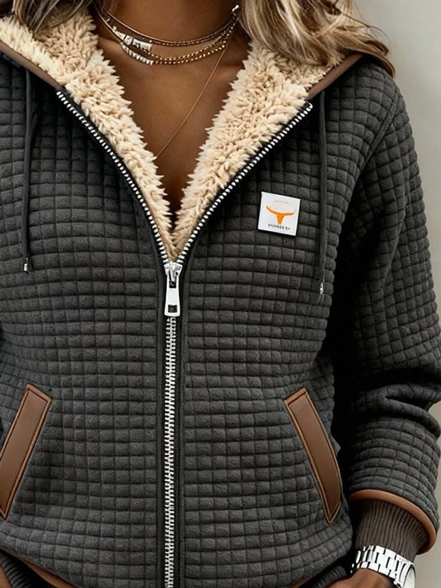 Cynthia | Cozy Sherpa-Lined Zip-Up Hooded Jacket